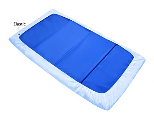 American Baby Company 2-Pack 100% Cotton Percale Fitted with Elastic Corners Day Care Mat Sheet, Blue, 24" x 48" x 4", Soft Breathable, for Boys and Girls