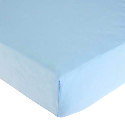 American Baby Company 2-Pack 100% Cotton Percale Fitted with Elastic Corners Day Care Mat Sheet, Blue, 24" x 48" x 4", Soft Breathable, for Boys and Girls