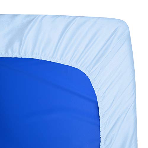 American Baby Company 2-Pack 100% Cotton Percale Fitted with Elastic Corners Day Care Mat Sheet, Blue, 24" x 48" x 4", Soft Breathable, for Boys and Girls