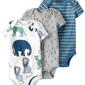 Little Planet Baby 3-Pack Organic Cotton Short-Sleeve Rib, Safari, 12 Months