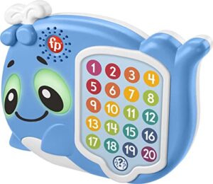 fisher-price linkimals toddler learning toy 1-20 count & quiz whale with interactive lights & music for ages 18+ months