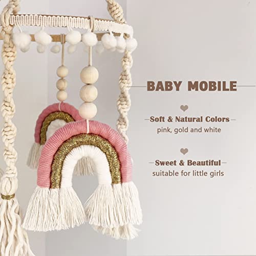 Baby Crib Mobile Macrame Rainbow Baby Mobile, Baby Crib Mobile for Girls, Neutral Nursery Mobile, Ceiling Mobile. Handmade Boho Rainbow Mobile Hanging, Nursery Decor, Baby Shower