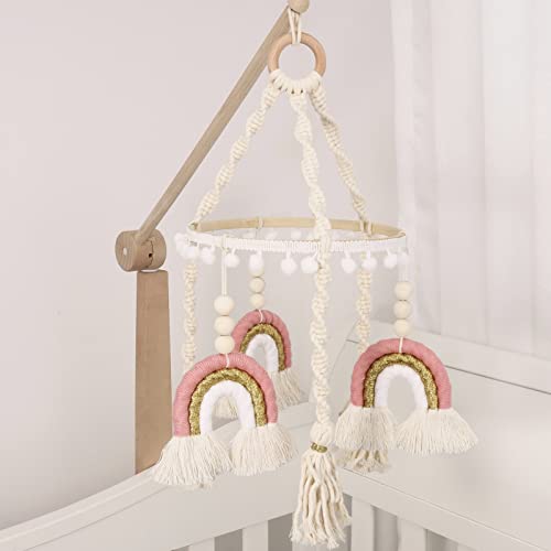 Baby Crib Mobile Macrame Rainbow Baby Mobile, Baby Crib Mobile for Girls, Neutral Nursery Mobile, Ceiling Mobile. Handmade Boho Rainbow Mobile Hanging, Nursery Decor, Baby Shower