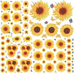 135 pcs sunflower wall sticker, removable sunflower stickers waterproof 3d sunflower wall decor stickers for kids mothers day decorations bathroom kitchen decor decals