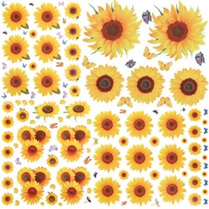 135 Pcs Sunflower Wall Sticker, Removable Sunflower Stickers Waterproof 3D Sunflower Wall Decor Stickers for Kids Mothers Day Decorations Bathroom Kitchen Decor Decals