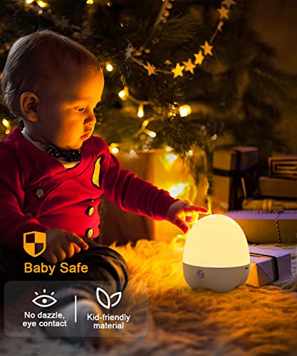 Lyridz Nursery Night Light for Kids, Rechargeable Baby Night Light with Motion Sensor, RGB LED Dimmable Table Lamp for Breastfeeding with Color-Changing Mode,1-Hour Timer,Touch Control