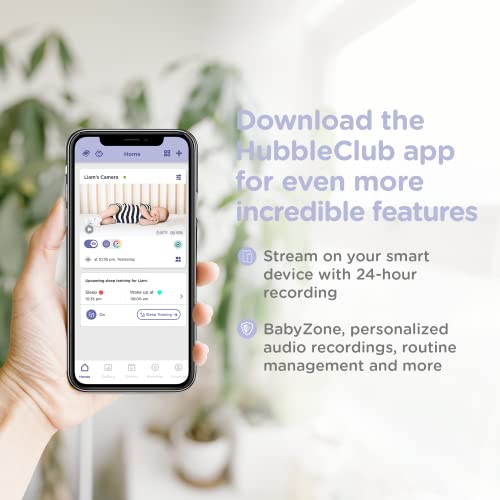 HUBBLE CONNECTED Nursery Pal Glow+ Smart Baby Monitor with 5" Parent Unit and Wi-Fi Viewing via Free App – 7-Color Night Light, Sleep Trainer, Remote Pan Tilt Zoom, 2-Way Talk, Infrared Night Vision