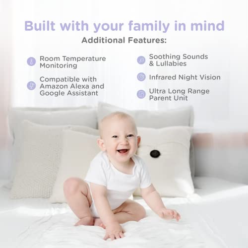 HUBBLE CONNECTED Nursery Pal Glow+ Smart Baby Monitor with 5" Parent Unit and Wi-Fi Viewing via Free App – 7-Color Night Light, Sleep Trainer, Remote Pan Tilt Zoom, 2-Way Talk, Infrared Night Vision