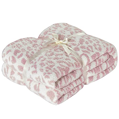 100% Polyester Microfiber Fluffy Leopard Knitted Baby Blanket Throw Blanket Super Soft Cozy Lightweight Thick Blanket for Baby (Baby 30"X40", Pink)