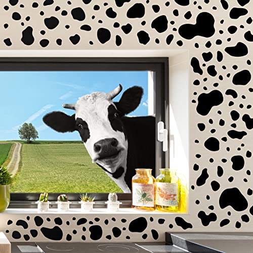 486 Pcs Funny Cow Wall Decor Room Decor Cute Cow Prints Decor Cow Gifts Cow Stickers Cow Print Vinyl Wall Art Decals Animal Wall Decals for Bedroom Living Room Window Showcase Nursery Wall Decorations