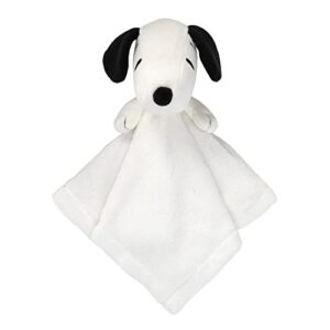 lambs & ivy peanuts snoopy lovey white/black plush security blanket