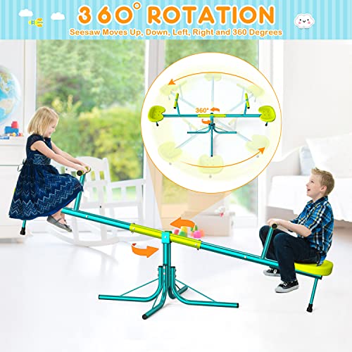 Amictoy Seesaw, Sit and Spin Teeter Totter, 100 Lbs Heavy Duty 2023 Upgraded Model, Kids Outdoor Playground Equipment, Outside Toys Set, Swiveling 360 Degrees Rotating for Kids 4-8 Safety Certified