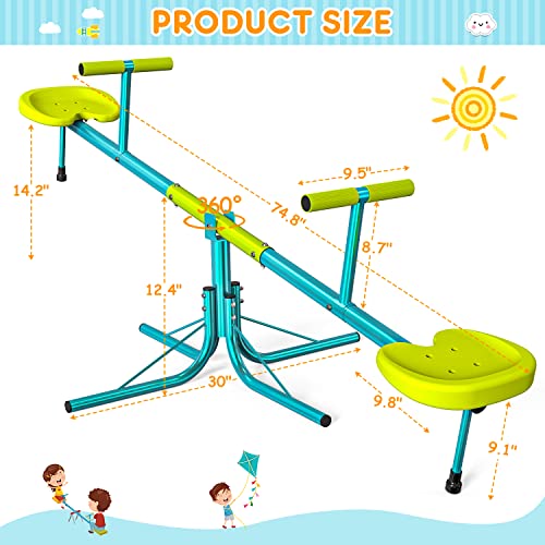 Amictoy Seesaw, Sit and Spin Teeter Totter, 100 Lbs Heavy Duty 2023 Upgraded Model, Kids Outdoor Playground Equipment, Outside Toys Set, Swiveling 360 Degrees Rotating for Kids 4-8 Safety Certified