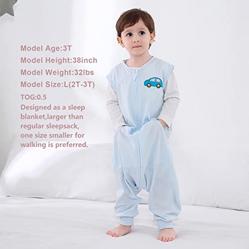HOMEAL Toddler Sleeping Bag with Legs,Wearable Blanket ,Weighted Sleep Sack Baby 6months-5T, S-XL (Blue, 2T-3T)