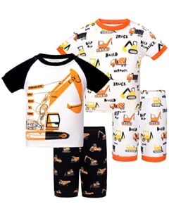 daughter queen boys pajamas 18-24 months summer pjs excavator pj sets baby toddler cotton short sleeve sleepwear jammies construction clothes outfits 18m/mo, 24m/mth
