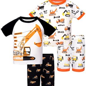 DAUGHTER QUEEN Boys Pajamas 18-24 Months Summer PJs Excavator Pj Sets Baby Toddler Cotton Short Sleeve Sleepwear Jammies Construction Clothes Outfits 18m/Mo, 24m/Mth