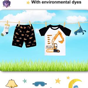 DAUGHTER QUEEN Boys Pajamas 18-24 Months Summer PJs Excavator Pj Sets Baby Toddler Cotton Short Sleeve Sleepwear Jammies Construction Clothes Outfits 18m/Mo, 24m/Mth