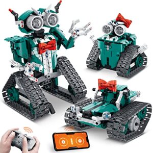 iqkidz robot building toys for kids - 3 in 1 app/remote control stem educational science projects, collectible robot family set, gift ideas, for boys, girls age 8 9 10 11 12 + year old (440 pcs)
