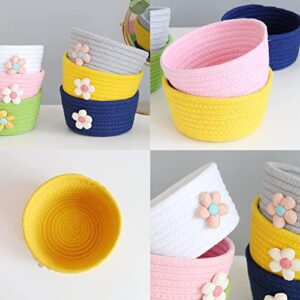 Tutuba Cotton Rope Baskets, Woven Round Cute Storage Baskets Decorative Storage Bins for Pink