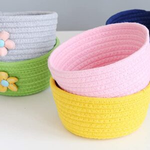 Tutuba Cotton Rope Baskets, Woven Round Cute Storage Baskets Decorative Storage Bins for Pink