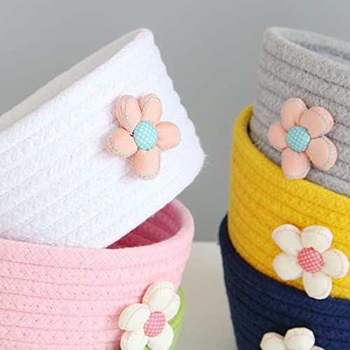 Tutuba Cotton Rope Baskets, Woven Round Cute Storage Baskets Decorative Storage Bins for Pink