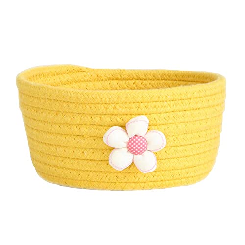 Tutuba Cotton Rope Baskets, Woven Round Cute Storage Baskets Decorative Storage Bins for Desk Dog Cat Toy Kids Baby Girls Gifts