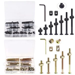 keadic 185pcs m6 20/30/40/50/60/70/80mm baby bed screws hardware replacement kit, hex socket head cap screws nuts for furniture cots beds crib, 1 hex key for free