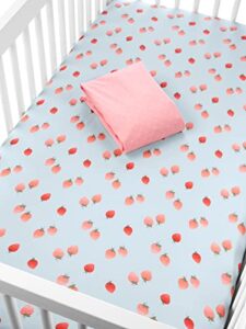 simple joys by carter's unisex kids' cotton crib sheets baby costume, pack of 2, strawberry/dots, one size
