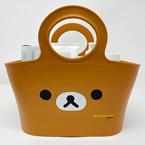 Shabath Rilakkuma Shower Caddy Basket For College Dorm Room Kids Baby Portable Tote Bag Small Toiletry for Bathroom Accessories, Brown, L12.5 x W6.5 x H10.2 Inches (B86284456)