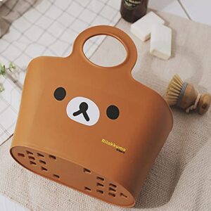 Shabath Rilakkuma Shower Caddy Basket For College Dorm Room Kids Baby Portable Tote Bag Small Toiletry for Bathroom Accessories, Brown, L12.5 x W6.5 x H10.2 Inches (B86284456)