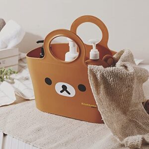 Shabath Rilakkuma Shower Caddy Basket For College Dorm Room Kids Baby Portable Tote Bag Small Toiletry for Bathroom Accessories, Brown, L12.5 x W6.5 x H10.2 Inches (B86284456)