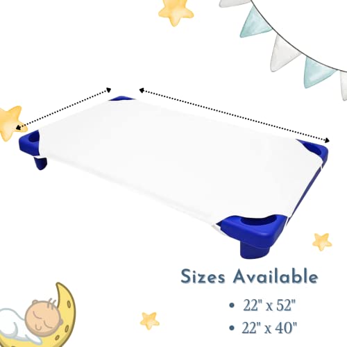 Camp County Beyond Cot Sheets for Toddler and Preschool - Daycare/Pre-School Cot Sheet - Corner Elastic Loops - Cot Bed Fitted Sheet - Poly Cotton Surface Pack of 6 (22" W X 52" L) - White
