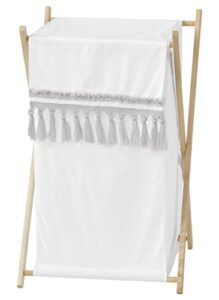 sweet jojo designs boho bohemian baby kid clothes laundry hamper - grey and white farmhouse shabby chic designer modern minimalist gray tuft tufted cotton gender neutral unisex