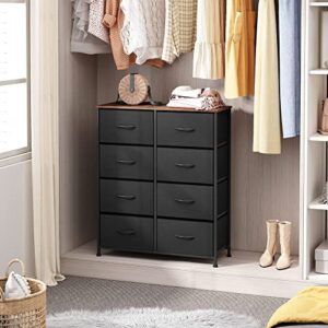 WLIVE 5-Drawer Dresser and 8-Drawer Dresser Set, Fabric Storage Tower for Bedroom, Hallway, Nursery, Closets, Tall Chest Organizer Unit with Textured Print Fabric Bins, Steel Frame, Wood Top, Easy Pul