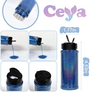 Ceya 3.5oz/ 100g Holographic Ultra Fine Glitter Powder Laser Royal Blue Glitter 1/128” 0.008” 0.2mm for Slime Epoxy Resin Craft Tumbler Jewelry Nail Art Festival Makeup Painting Wedding Cards