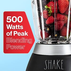 Rae Dunn Table and Countertop Blender- 2 Speed Blender with 1.5 L Glass Container and Lid, 500 W Shake and Smoothie Maker, Juice Blender with 6 Blades (Black)