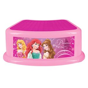 disney princess "royal debut" bathroom step stool for kids using the toilet and sink, pink, 14.5 x 10.25 x 5.25 inches