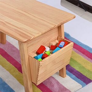 KRAND Kids Solid Wood Table and 2 Chair Set with Storage Desk and Chair Set for Children Toddler Activity Table (Solid Wood/Natural)