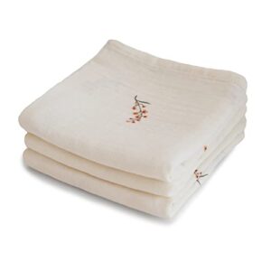 mushie muslin baby cloths | 100% organic cotton | 23.5" x 23.5" (flowers) 3-pack