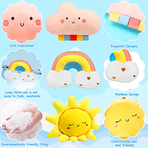 Cloud Rainbow Sun Moon Star Shaped Pillow 3 Pcs Nursery Stuffed Throw Pillows Kids Cute Cushion Children Soft Plush Pillow for Baby Room Kids Reading Nook Decorations Gift (Rainbow, Cloud, Sun)