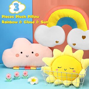 Cloud Rainbow Sun Moon Star Shaped Pillow 3 Pcs Nursery Stuffed Throw Pillows Kids Cute Cushion Children Soft Plush Pillow for Baby Room Kids Reading Nook Decorations Gift (Rainbow, Cloud, Sun)