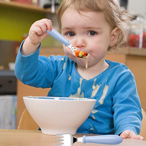 12 Pieces Toddler Utensils Kids Silverware Set Baby Forks and Spoons, Stainless Steel Childrens Safe Cutlery with Round Handle for Self Feeding, Dishwasher Safe