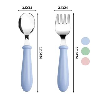 12 Pieces Toddler Utensils Kids Silverware Set Baby Forks and Spoons, Stainless Steel Childrens Safe Cutlery with Round Handle for Self Feeding, Dishwasher Safe
