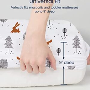 TotAha Premium Stretchy Crib Sheets (2-Pack)-Hypoallergenic, Silky Comfort, Buttery Soft, Calming Effect, All-Season Jersey-Knit Sheets, 9'' Extra Deep Pocket(Meredith Allover Floral & Pale Pink)