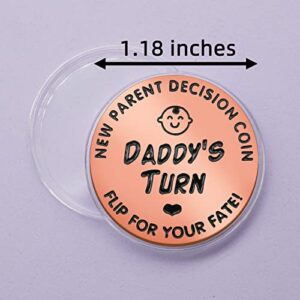 Huwane New Parent Decision Coin Flip for Your Fate, Mummy’s Turn or Daddy’s Turn, Mom Dad Coin Flip New Baby Gift for Wife, Husband, Mother’s Day, Father’s Day, Birthday, Christmas