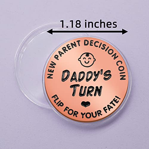 Huwane New Parent Decision Coin Flip for Your Fate, Mummy’s Turn or Daddy’s Turn, Mom Dad Coin Flip New Baby Gift for Wife, Husband, Mother’s Day, Father’s Day, Birthday, Christmas