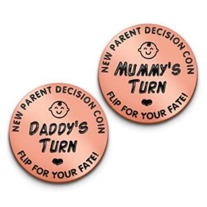 huwane new parent decision coin flip for your fate, mummy’s turn or daddy’s turn, mom dad coin flip new baby gift for wife, husband, mother’s day, father’s day, birthday, christmas