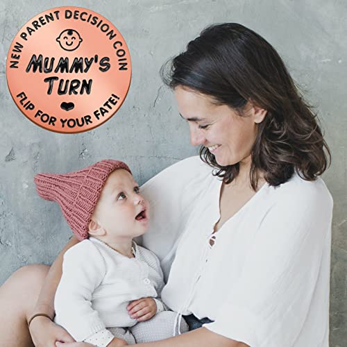 Huwane New Parent Decision Coin Flip for Your Fate, Mummy’s Turn or Daddy’s Turn, Mom Dad Coin Flip New Baby Gift for Wife, Husband, Mother’s Day, Father’s Day, Birthday, Christmas