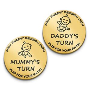 huwane new parent decision coin flip for your fate, mummy's turn or daddy's turn, mom dad coin flip new baby gift for wife, husband, mother's day, father's day, birthday, christmas