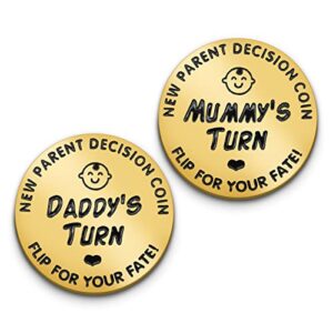 huwane new parent decision coin flip for your fate, mummy’s turn or daddy’s turn, mom dad coin flip new baby gift for wife, husband, mother’s day, father’s day, christmas, birthday
